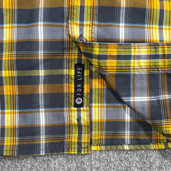 Marmot Checked Plaid Button Shirt Men’s XXL Black And Yellow Short Sleeve Hiking - Picture 4 of 10